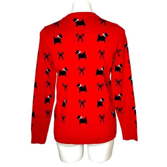 New KAREN SCOTT Women's Scotty Dog Crewneck Sweater Ravishing Red Size Small - Picture 3 of 8